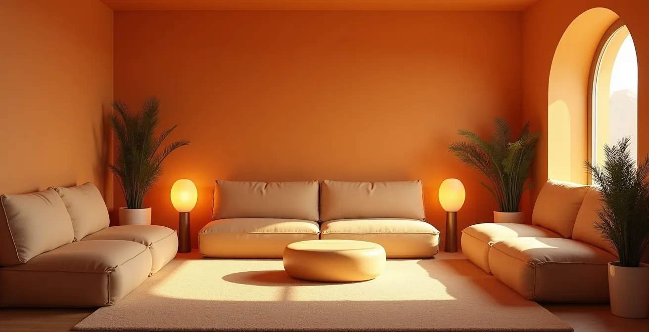 Warmes, beruhigendes Lichtdesign in einem Awareness-Bereich