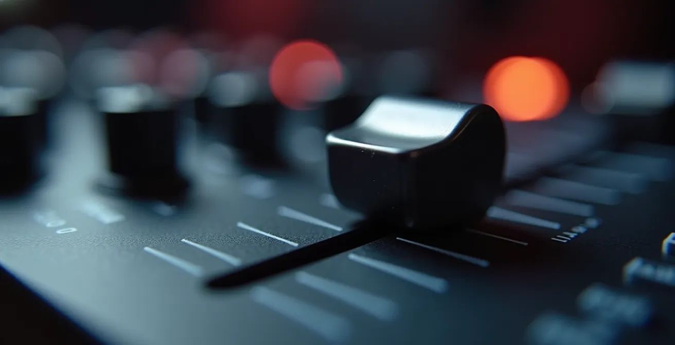 Nahaufnahme verschiedener Fader-Kurven-Einstellungen am DJ-Mixer