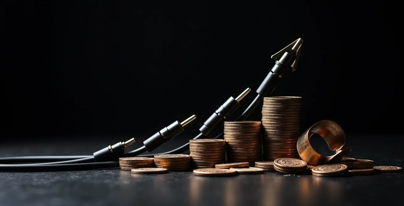 Symbolische Darstellung der Musikökonomie mit abstrakten geometrischen Formen