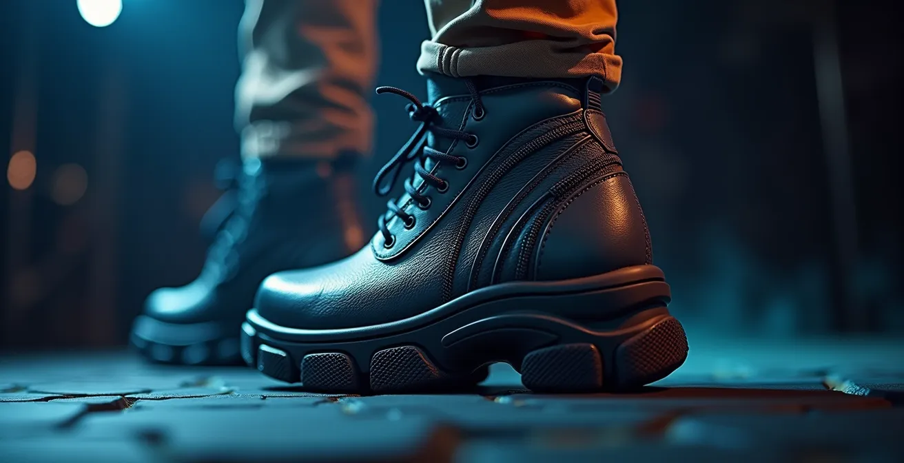 Plateau-Schuhe und Bauchtaschen als typische Techno-Accessoires